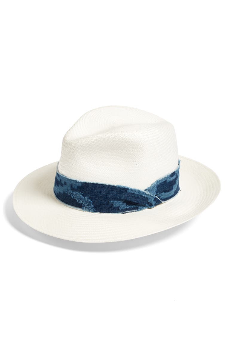 Straw Panama Hat, Main, color, WHITE ETCH
