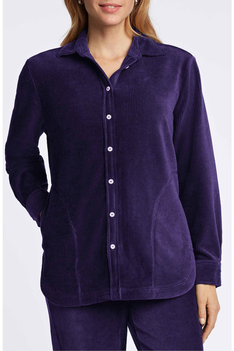 Maddy Plush Corduroy Button-Up Shirt, Main, color, DEEP PURPLE