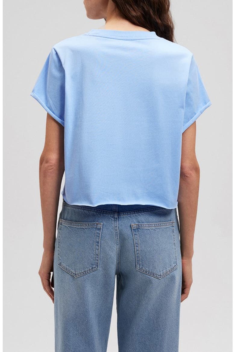 Oversize Raw Hem Crop T-Shirt, Alternate, color, VISTA BLUE