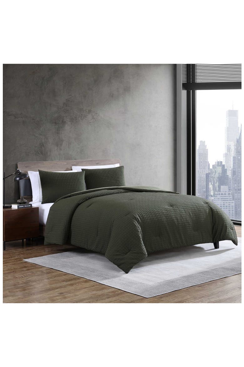 Houndstooth Embossed Comforter Set, Main, color, GREEN
