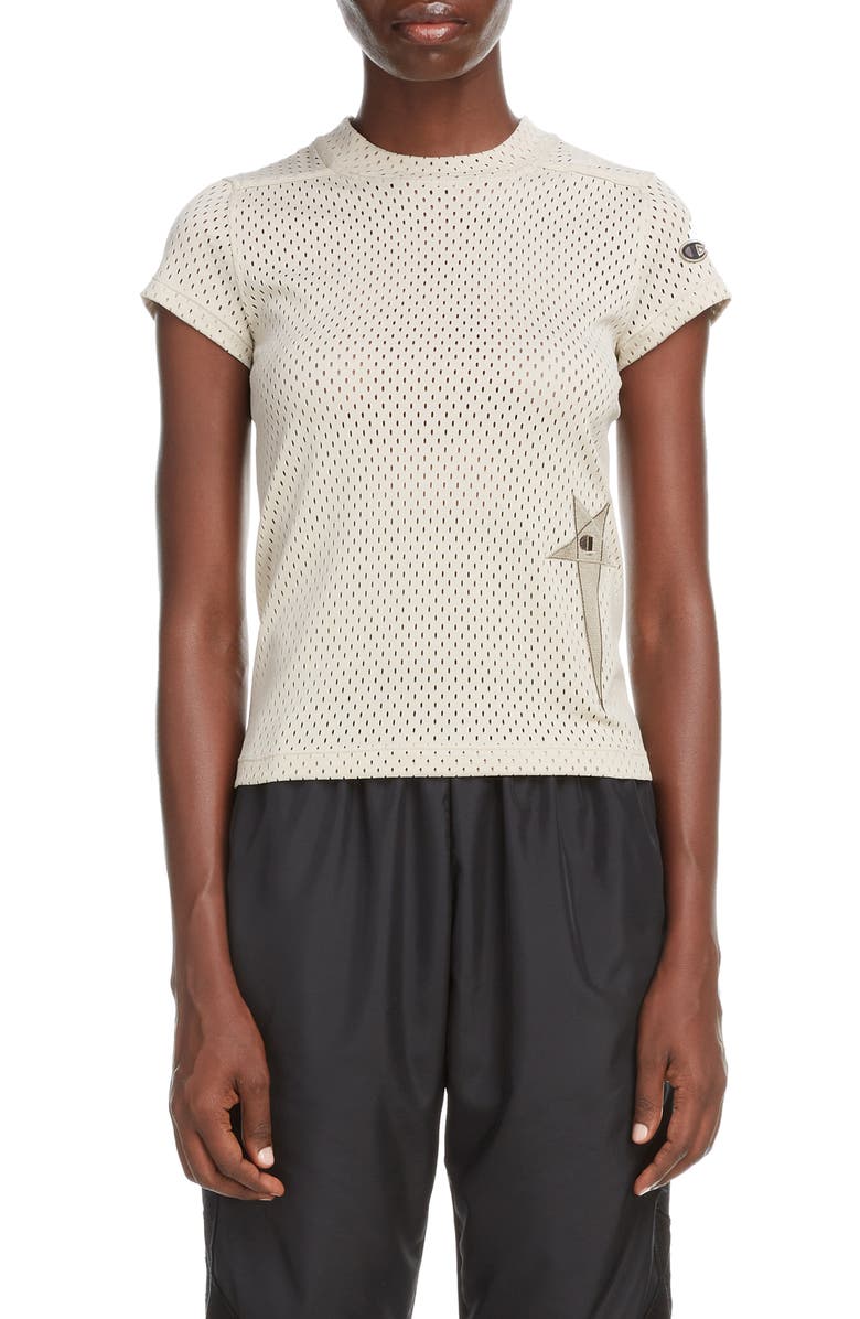 Rick Owens x Champion Pentagram Embroidered Mesh T-Shirt, Main, color, 