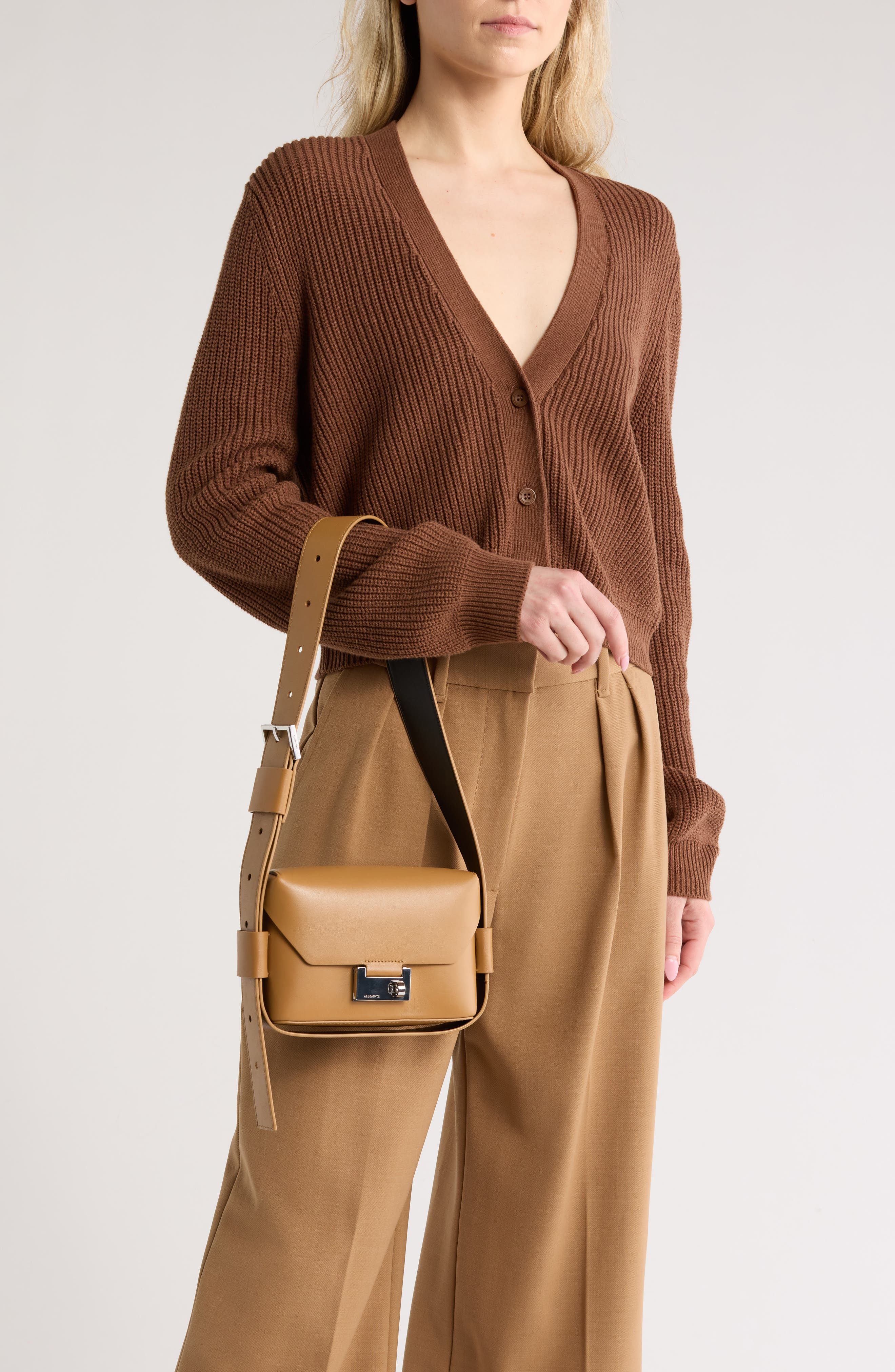 AllSaints Frankie Leather Crossbody Bag, Alternate, color, 