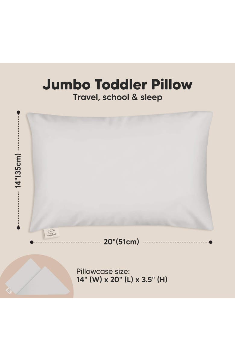 KeaBabies Jumbo Toddler Pillow with Pillowcase, Alternate, color, French Gray