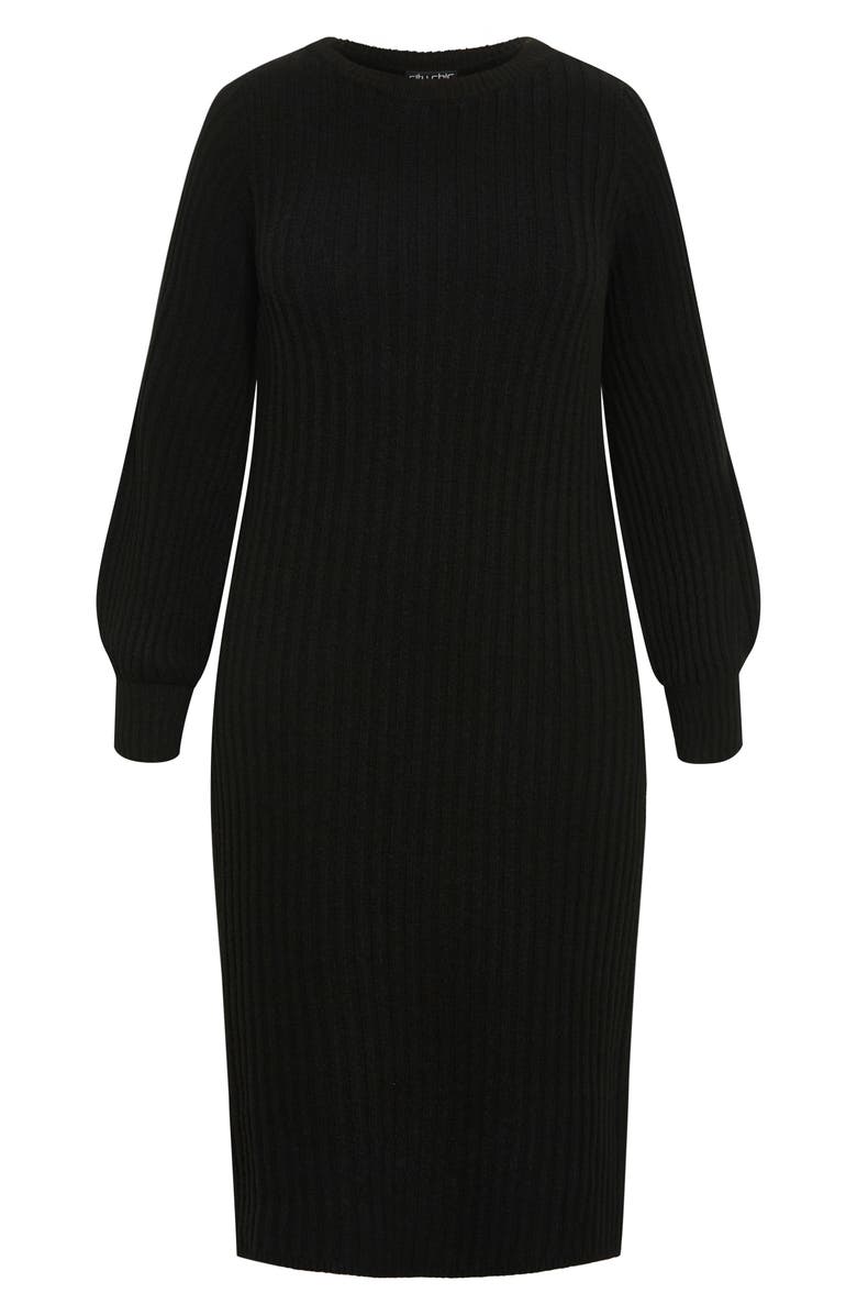 City Chic Saskia Long Sleeve Rib Sweater Dress, Alternate, color, 