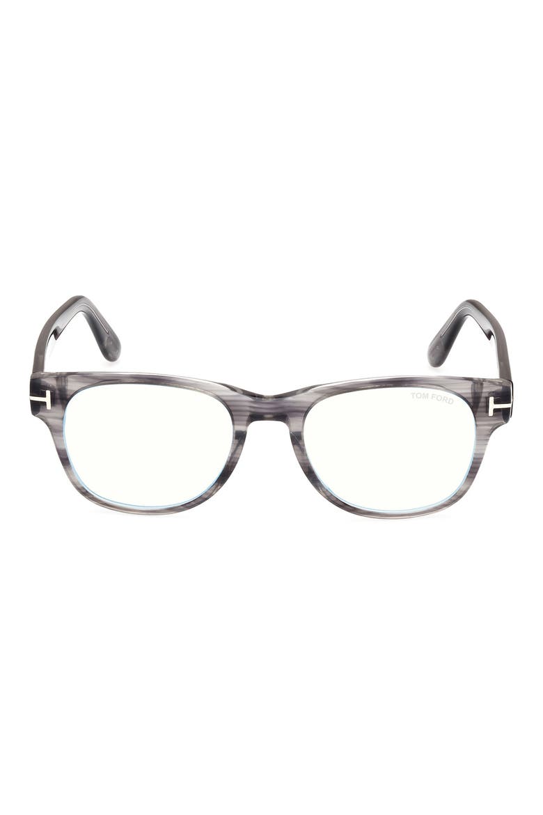 52mm Square Blue Light Blocking Optical Glasses, Main, color, STRIPED GREY / T LOGO