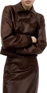 MANGO Dundee Croc Embossed Faux Leather Jacket