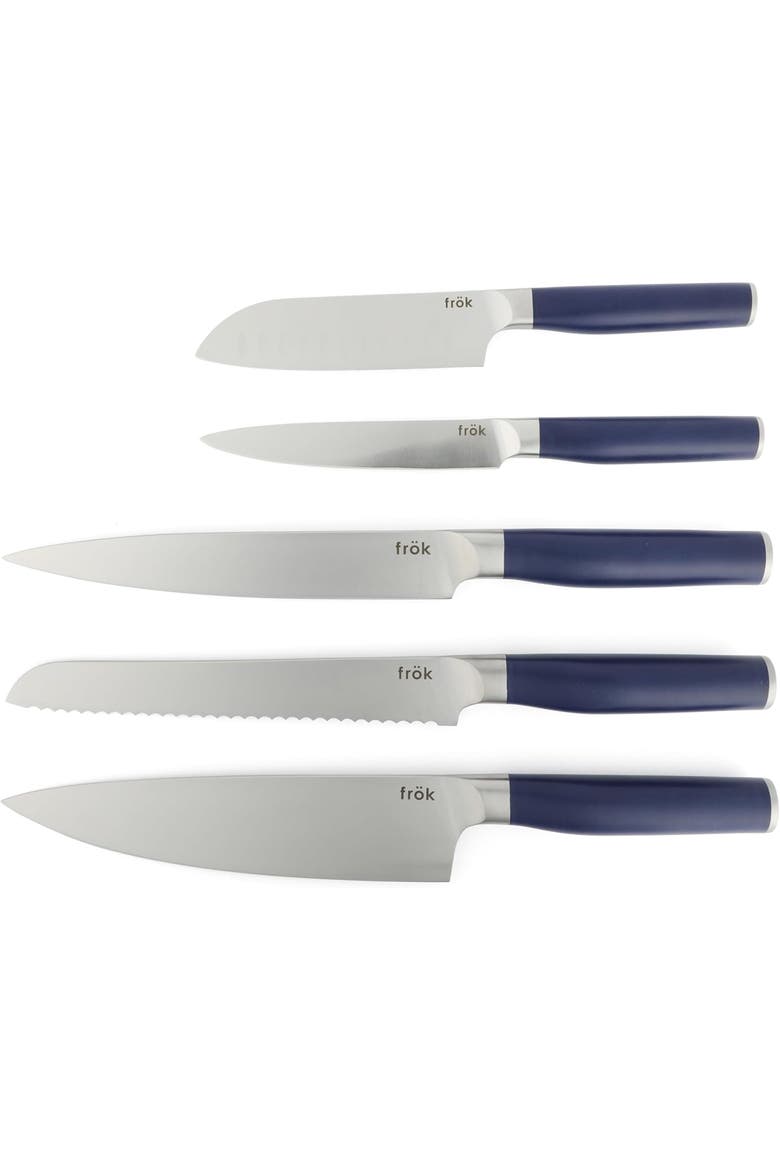 6 Piece Cutlery Set with Magnetic Wood Stand, Alternate, color, Blue