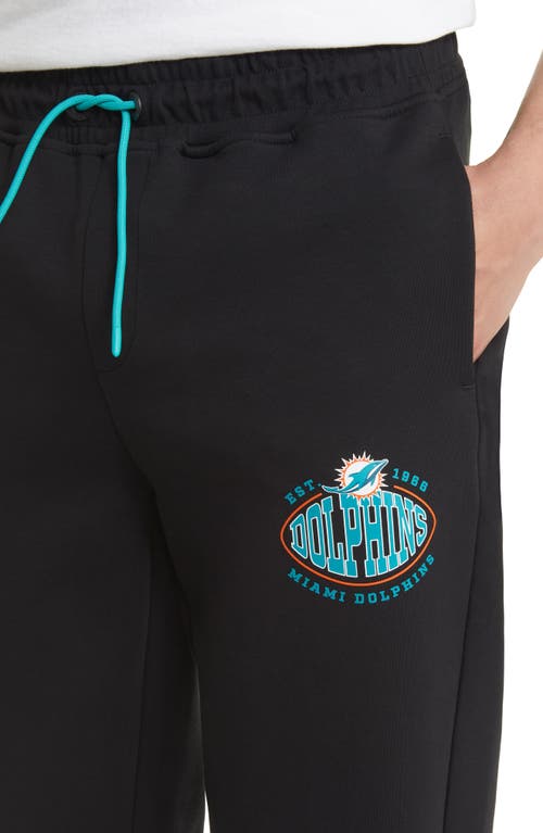 Hugo Boss Boss X Nfl Cotton-blend Tracksuit Bottoms With Collaborative Branding In Miami Dolphins Black