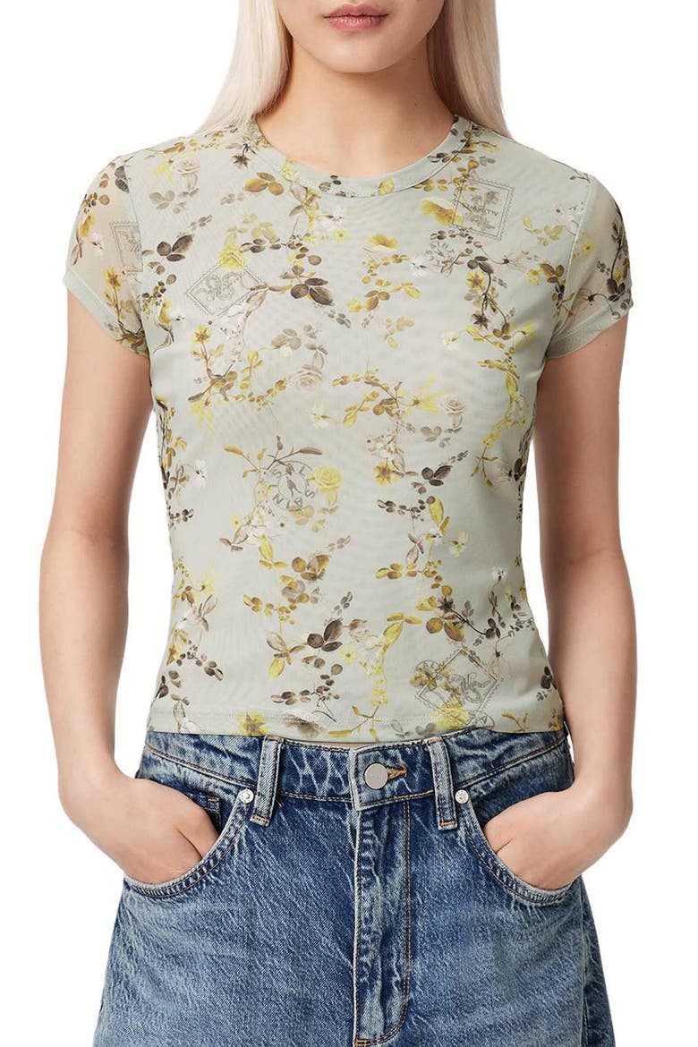 Ellie Floral Mesh Top, Main, color, CARMEL STEM GREEN