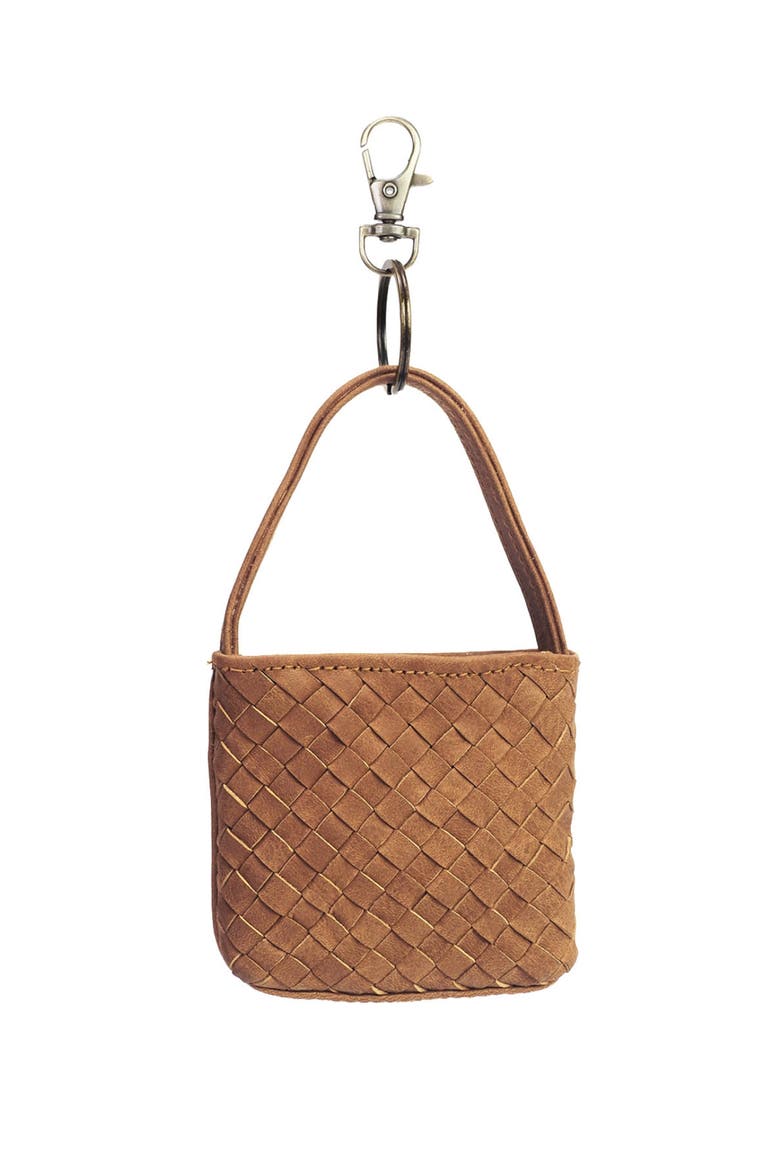 Mini Leather Bag Charm, Alternate, color, Saddle (light)