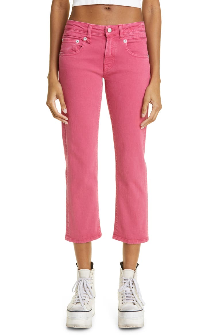 Straight Leg Boy Jeans, Main, color, VIVID PINK STRETCH