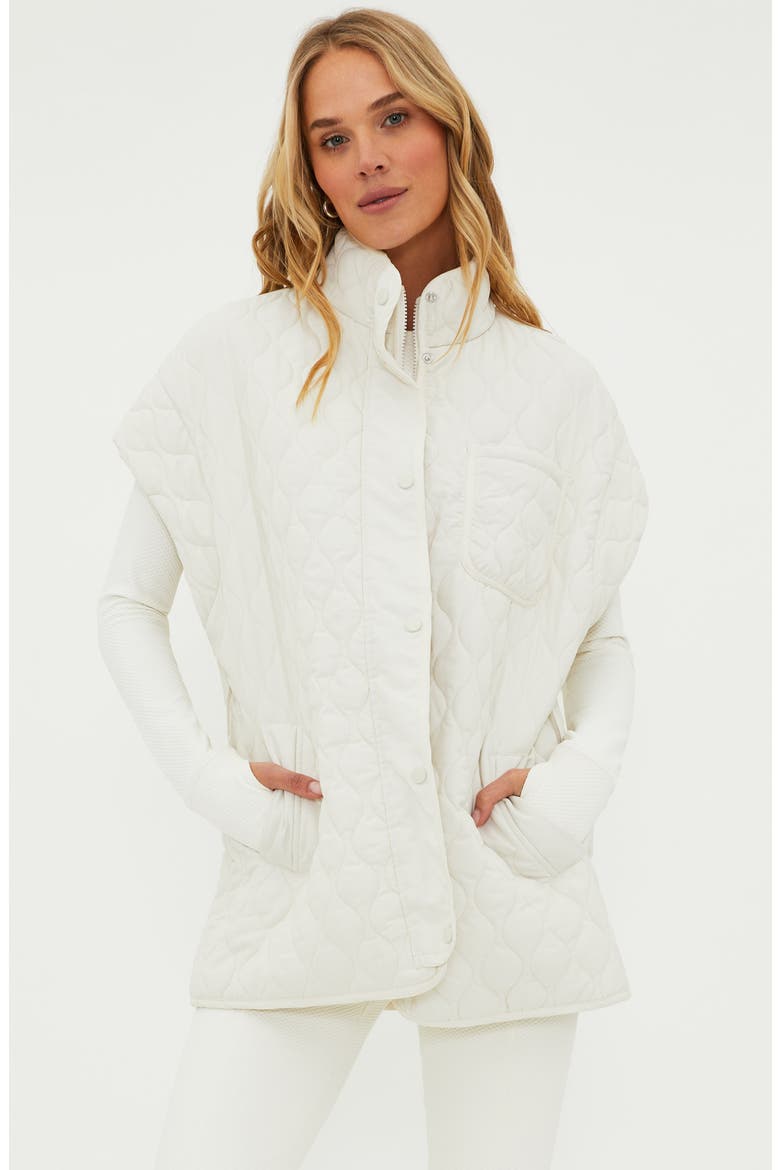 Glenn Quilted Cap Sleeve Belted Vest, Alternate, color, SNOW CLOUD