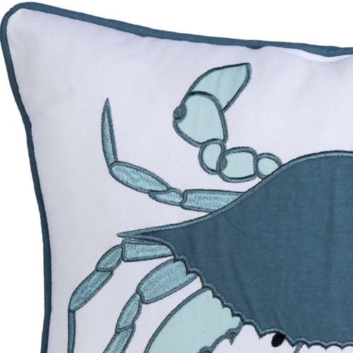C & F Home C&f Home Sea Glass Crab Embroidered Piped Throw Pillow, 14" X 18" In Blue