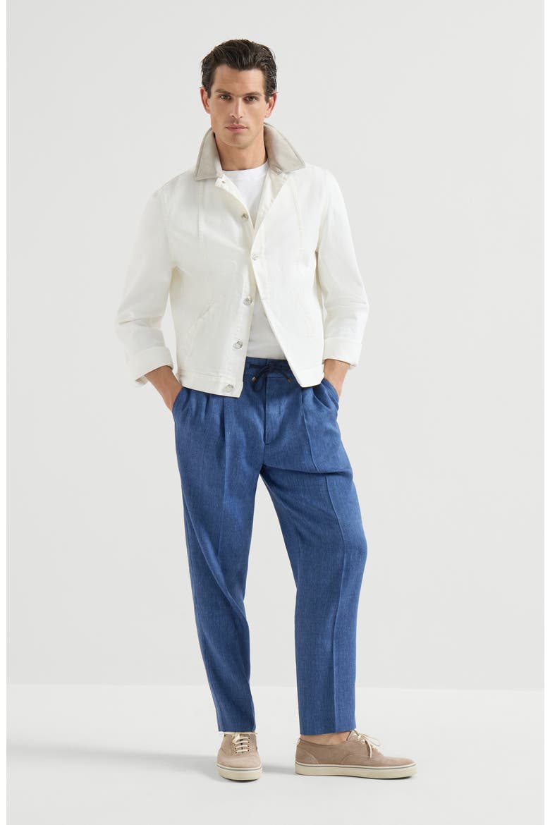 Trousers with drawstring and double pleats, Alternate, color, Denim