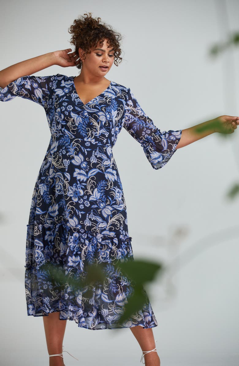 Estelle Siena Chintz Floral Midi Dress, Alternate, color, 