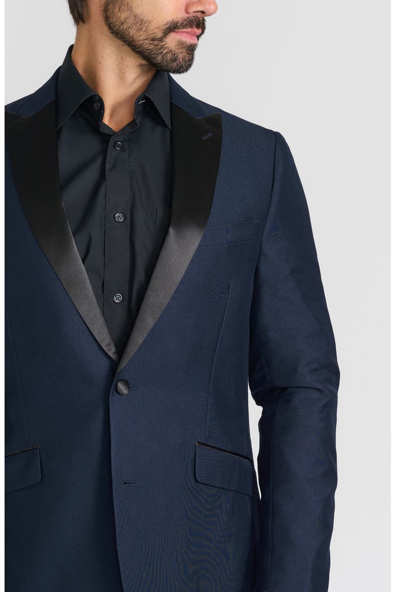 Navy Peak Lapel Slim Fit Tuxedo Jacket, Alternate, color, NAVY