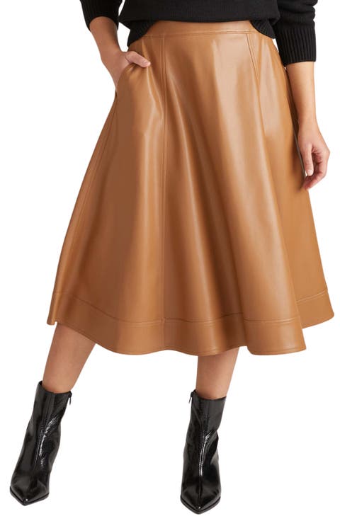 Charlotte Faux Leather Midi Skirt