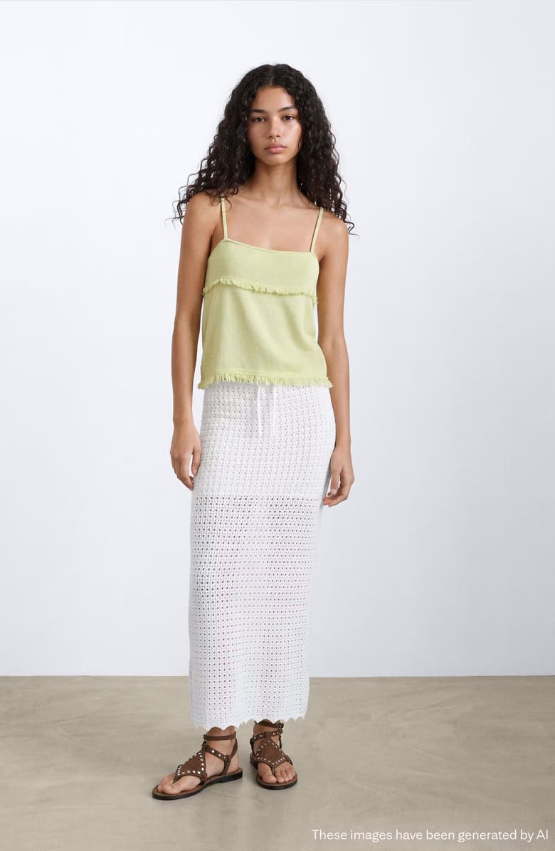 MANGO TEEN Frayed Trim Tank Top, Alternate, color,