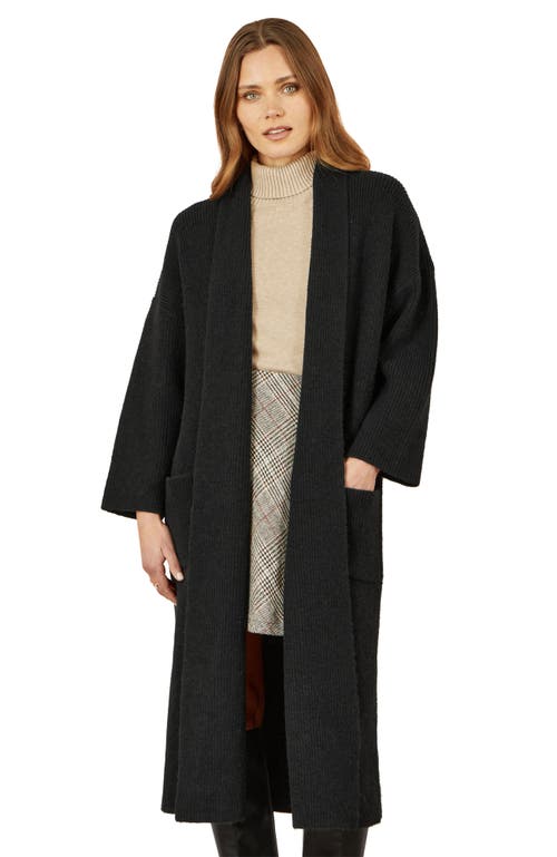 Yumi Knitted Maxi Cardigan With Pockets In Black