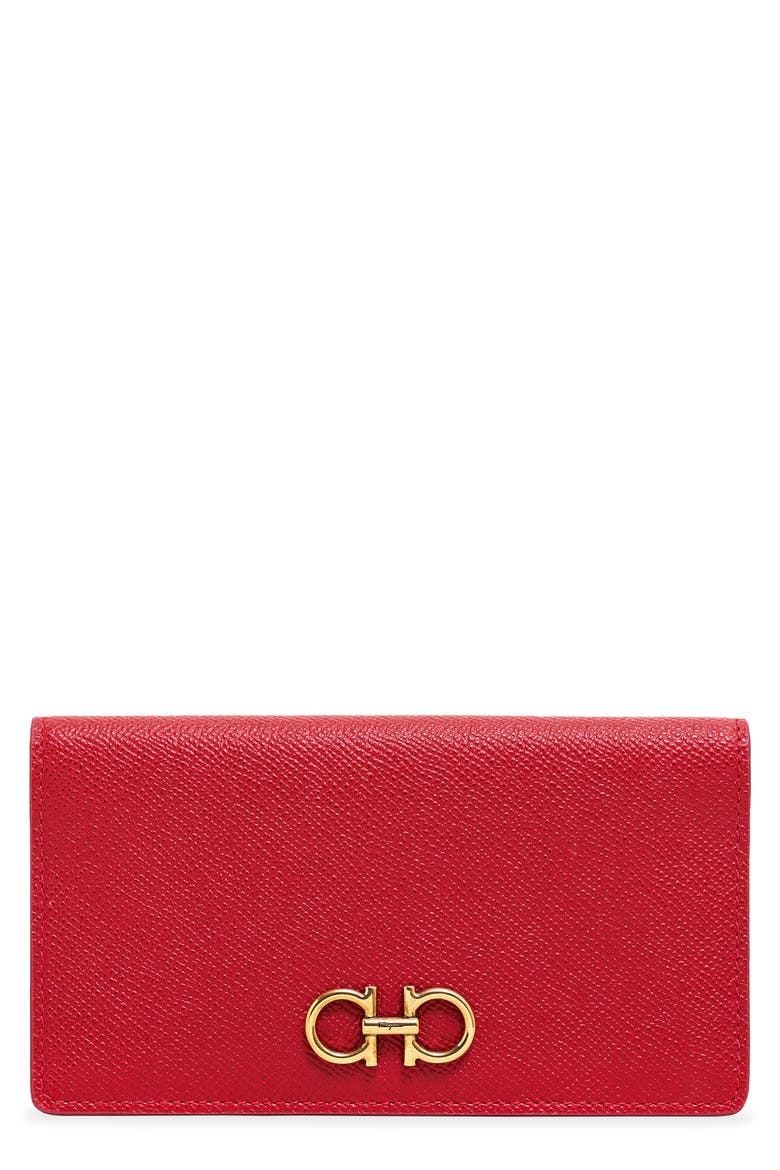 Salvatore Ferragamo Gancio Leather Continental Wallet, Main, color, LIPSTICK LIPSTICK