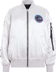 AllSaints Echo Logo Patch Satin Bomber Jacket