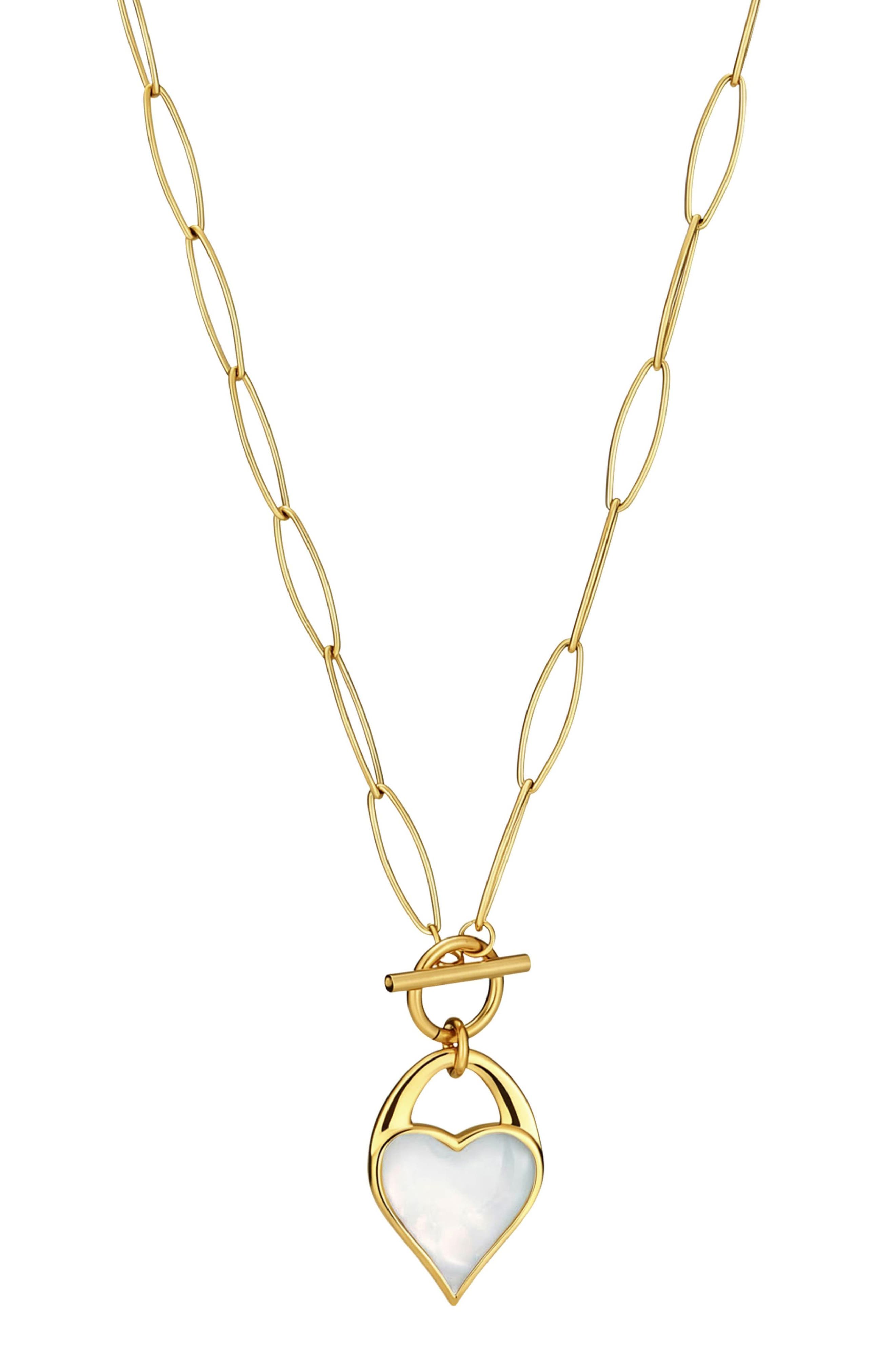 18k Gold Plate Double Sided Heart Pendant Necklace