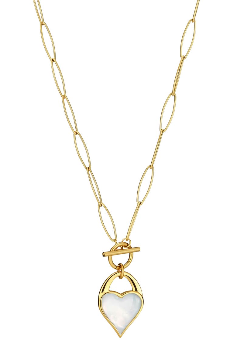 18k Gold Plate Double Sided Heart Pendant Necklace, Main, color, GOLD/ WHITE/ BLACK