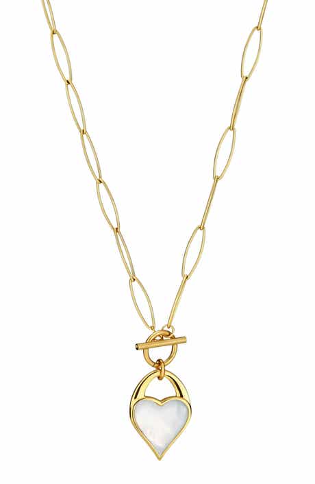 18k Gold Plate Double Sided Heart Pendant Necklace