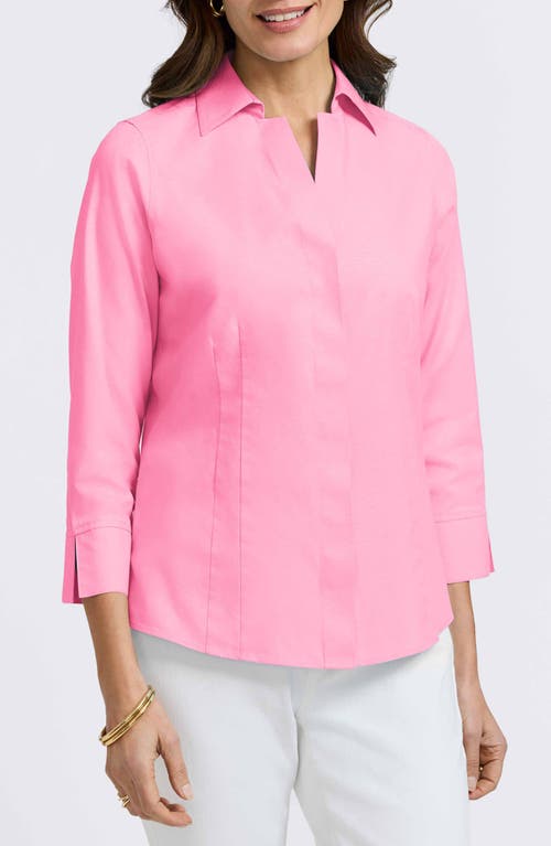 Foxcroft Taylor Long Sleeve Stretch Button-up Shirt In Pink Sea Glass