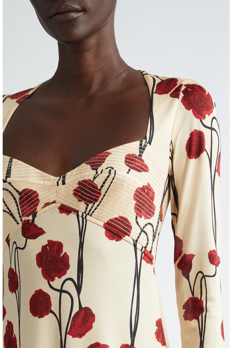 Scarlet Letter Long Sleeve Midi Dress, Alternate, color, PAPAVER SOMNIFERUM/ ECRU