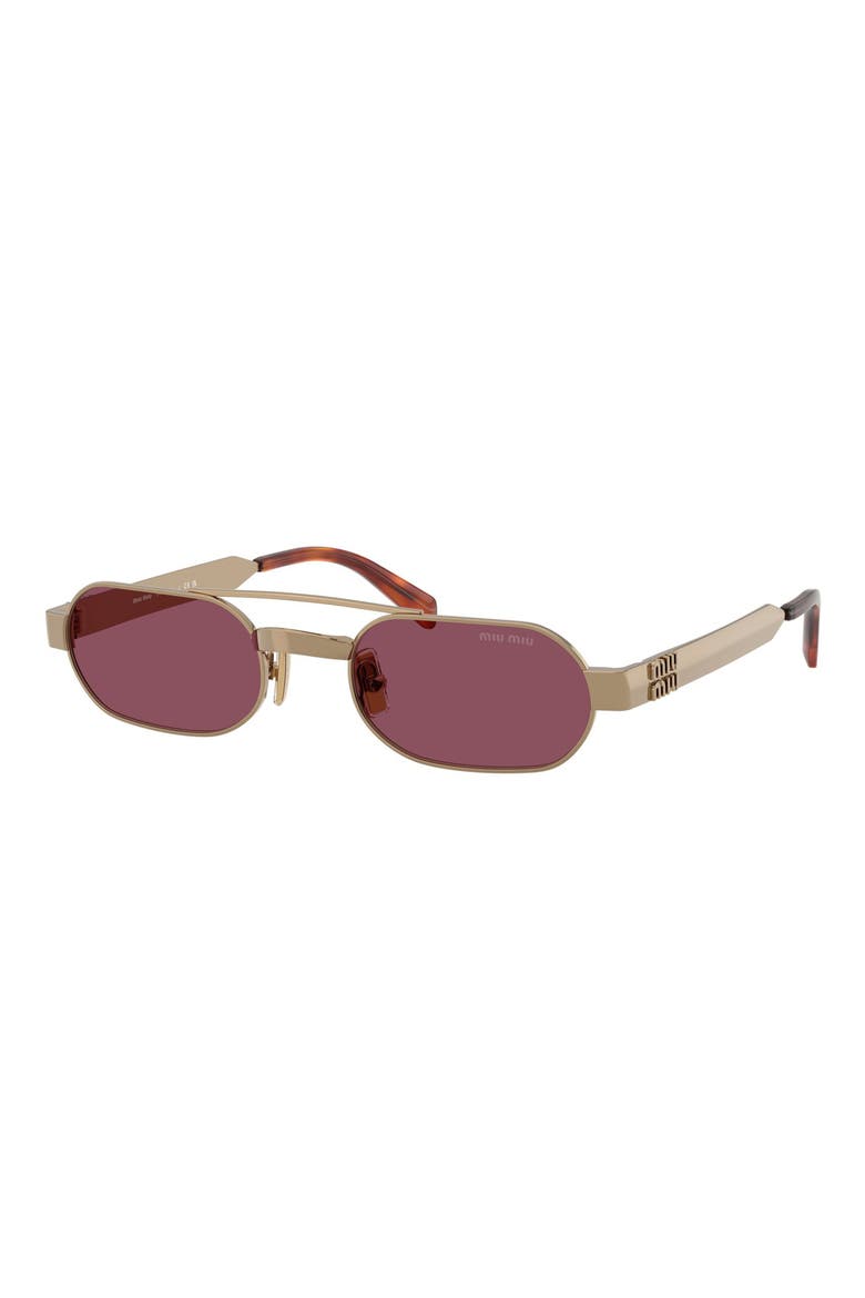 52mm Oval Sunglasses, Alternate, color, BRASS / DARK VIOLET
