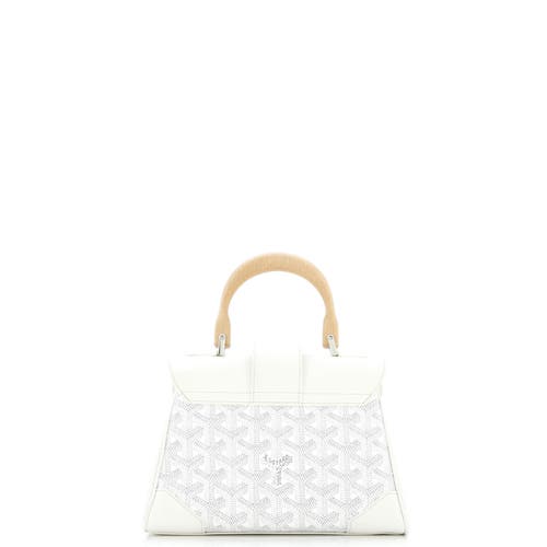 Pre-owned Goyard  Goyard Saigon Top Handle Bag Coated Canvas With Leather Mini In Neutral