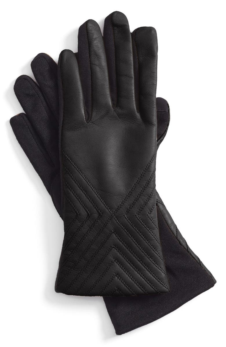 Fownes Brothers Tech Fingertip Leather & Knit Gloves, Main, color, 