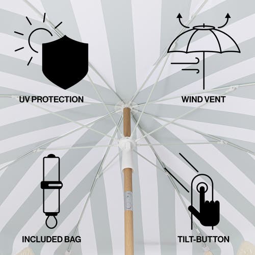 Jonathan Y Mariner 6.5 Ft. Classic Cottage Fringe Tassel Market Beach Umbrella With Push Button Tilt In White