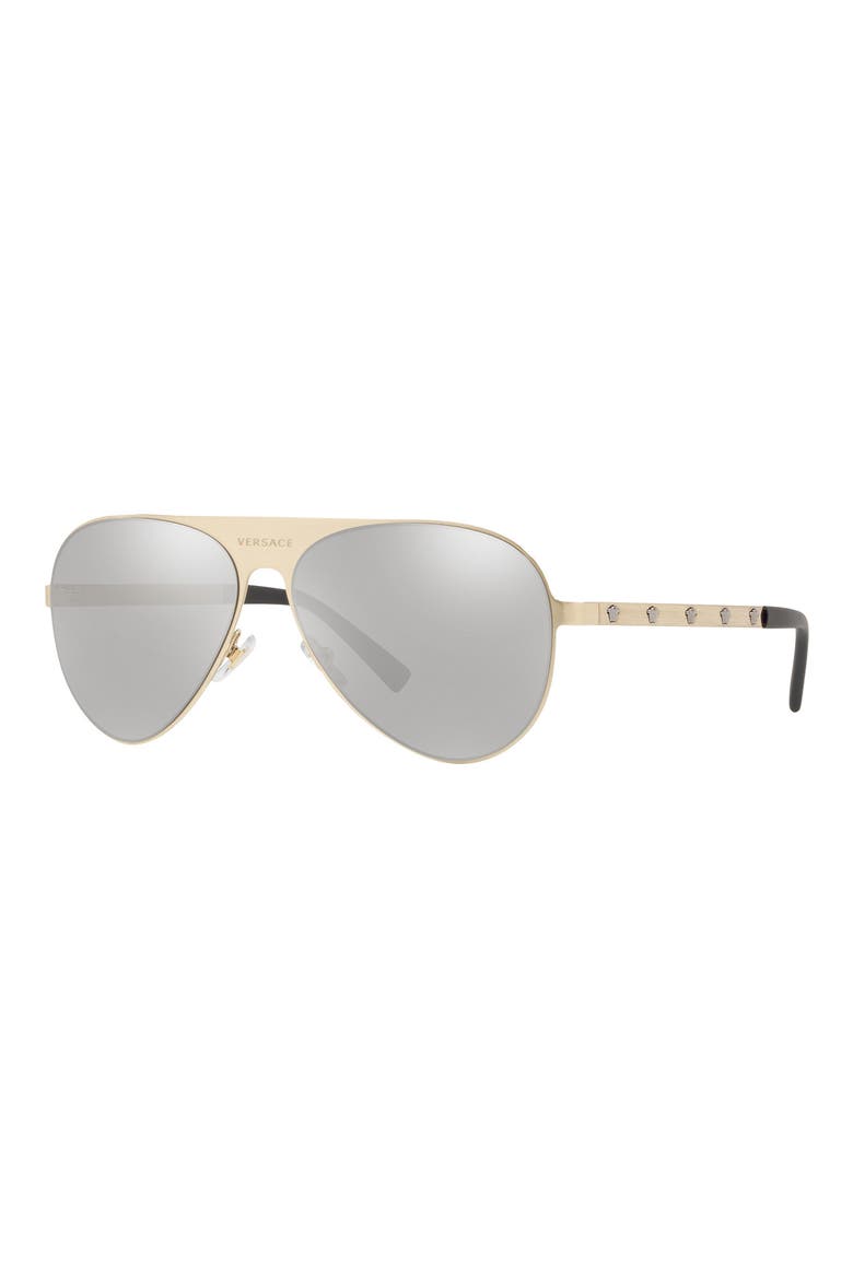 59mm Polarized Aviator Sunglasses, Alternate, color, GREY SILVER/ YELLOW GOLD