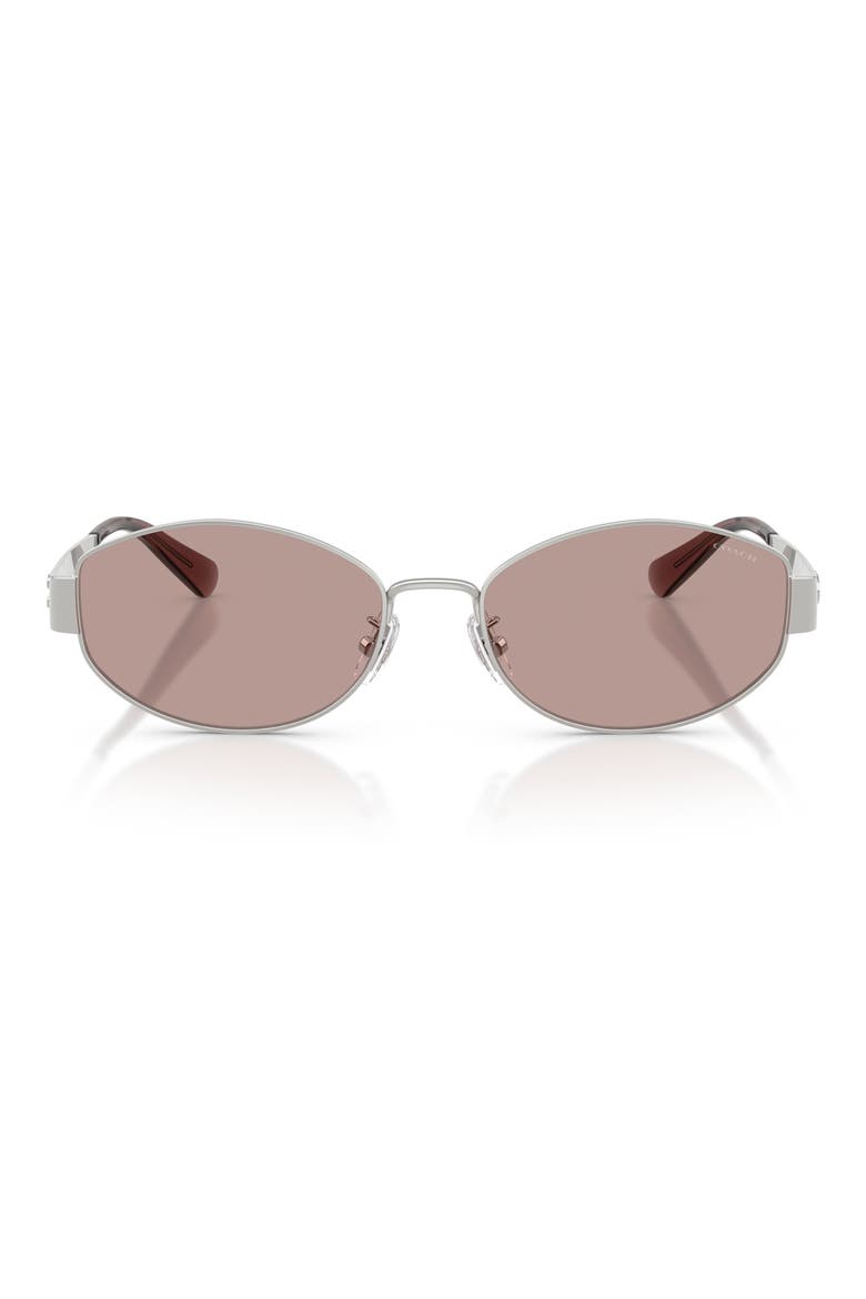 57mm Irregular Sunglasses, Main, color, SHINY SILVER / PURPLE SOLID