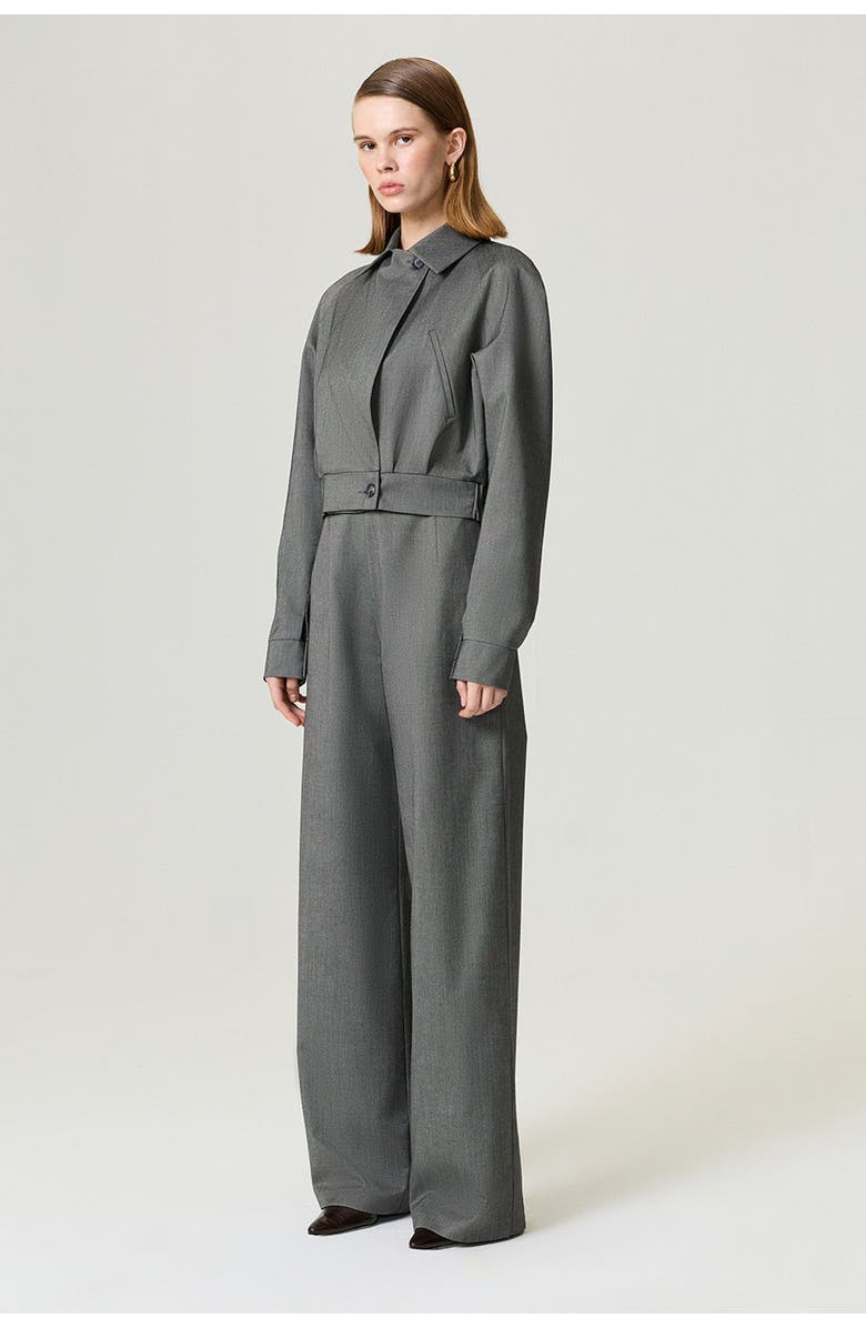 Nocturne Waistband Detail Bomber Jacket, Alternate, color, Dark Grey