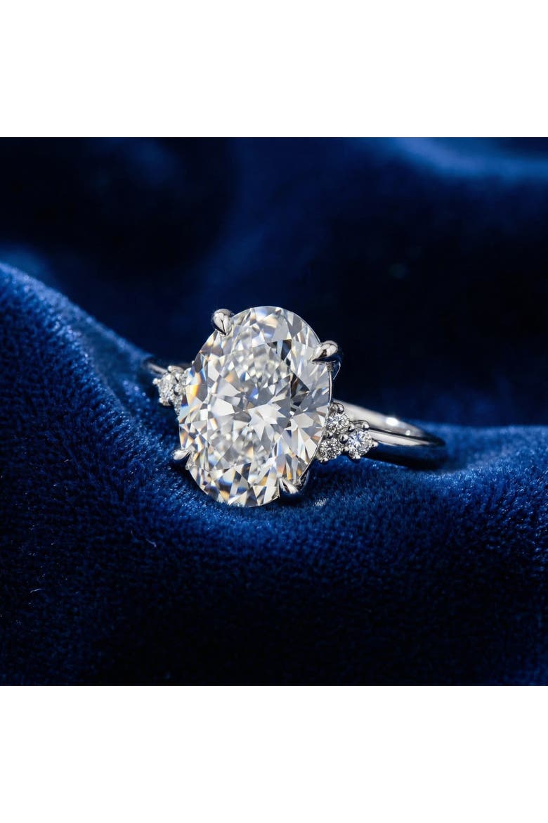 3 1/10Ct Oval Carlie Diamond Engagement Ring 14k Gold or Platinum Lab Grown, Alternate, color, 14k Yellow Gold