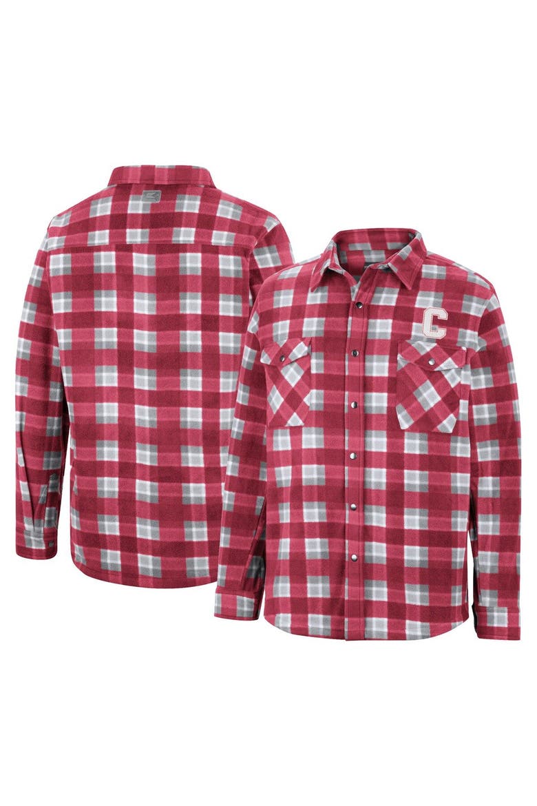 Men's Colosseum Red/White Cornell Big Red Ellis Plaid Full-Snap Shirt Jacket, Main, color, Red