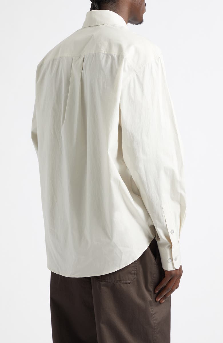 Lemaire Regular Fit Cotton & Silk Button-Up Shirt, Alternate, color, Light Cream