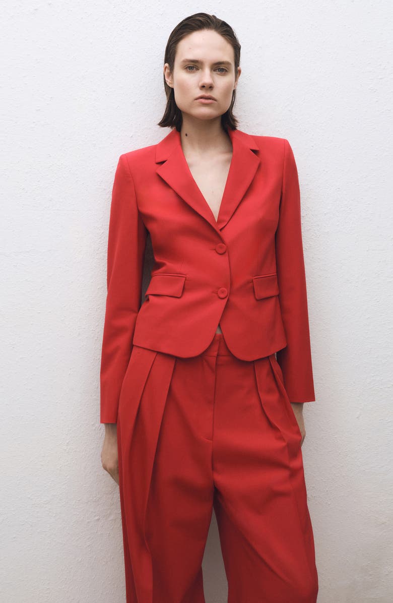 MANGO Margot Pleat Front Straight Leg Pants, Alternate, color, Bright Red