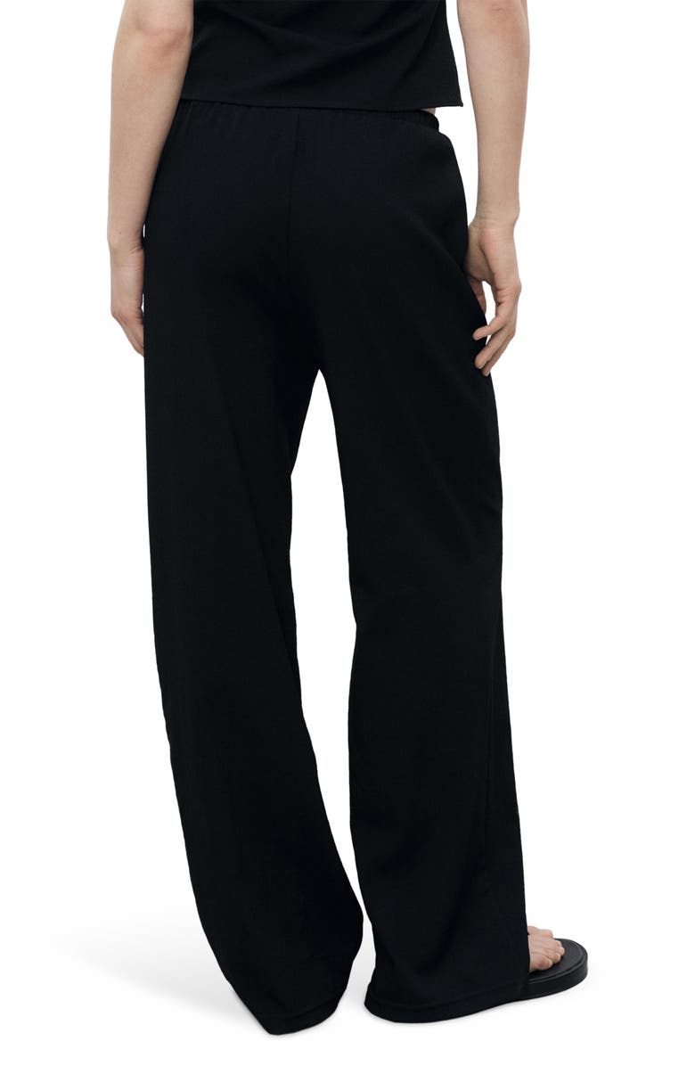 MANGO Tie Waist Straight Leg Pants, Alternate, color, Black