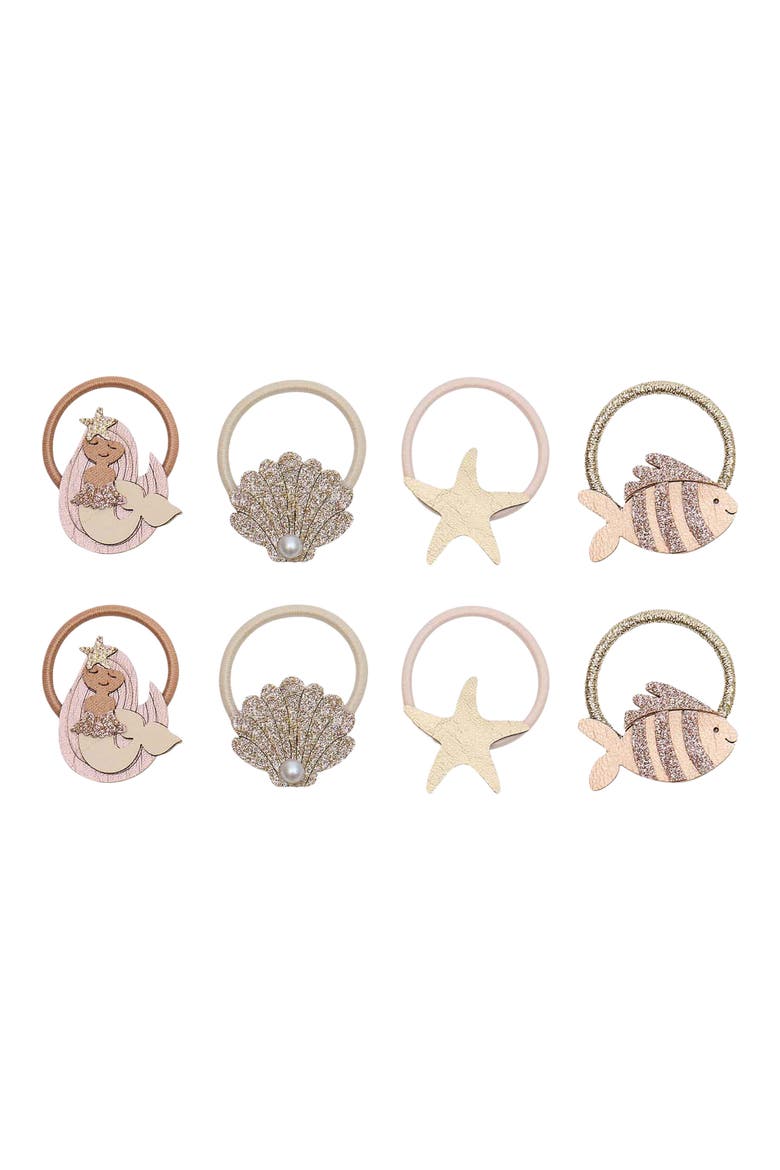 Kids' Mermaid Assorted 6-Pack Mini Ponytail Holders, Main, color, GOLD