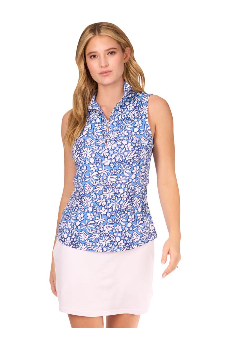 1/4 Sleeveless Sport Top, Main, color, Seaside Floral