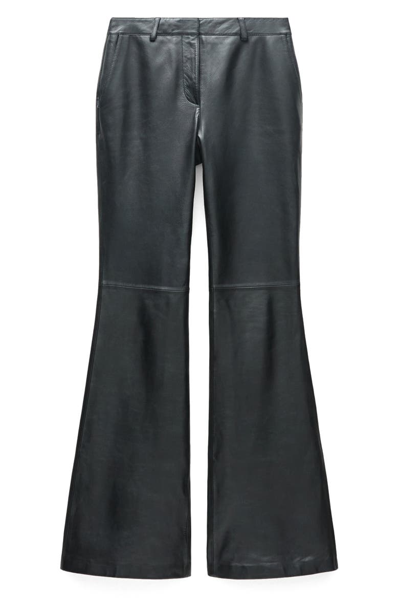 Leather Flare Leg Pants, Alternate, color, BLACK