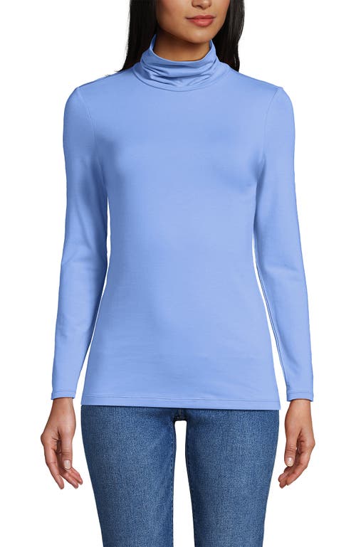 Lands' End Lightweight Jersey Skimming Long Sleeve Turtleneck In Blue