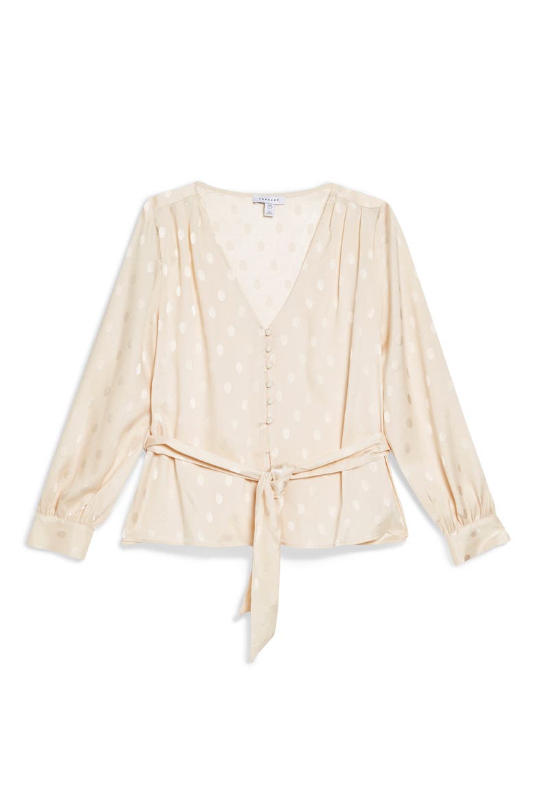 Spot Jacquard Belted Top, Alternate, color, IVORY