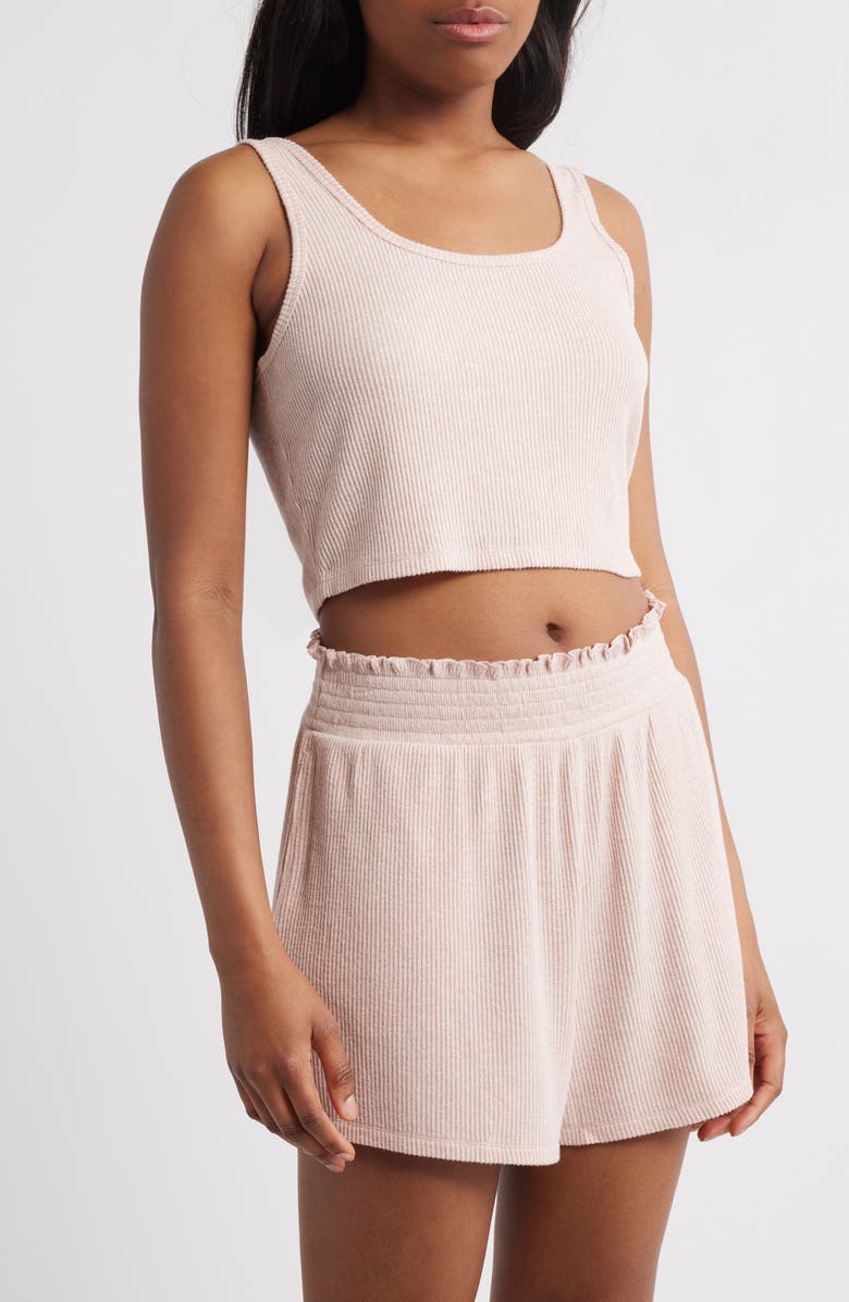 Open Edit Comfy Thermal Shortie Pajamas, Alternate, color, Pink Sepia Marl