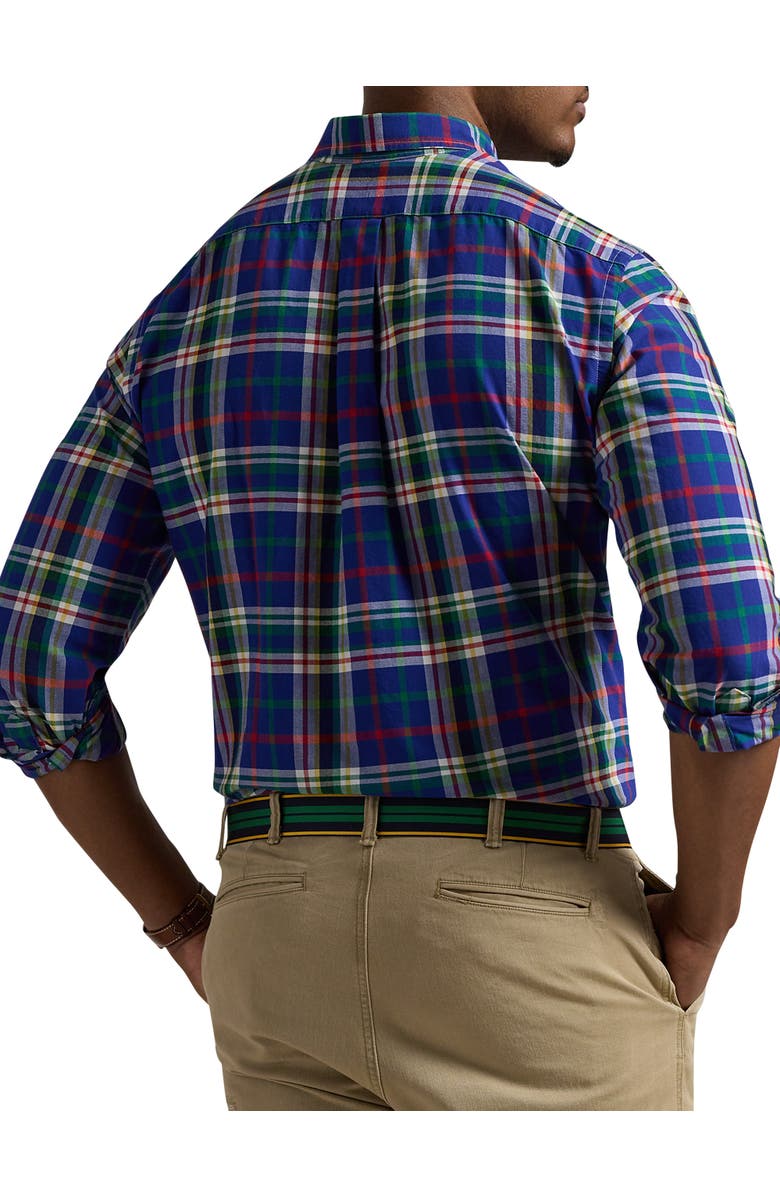 Polo Ralph Lauren Plaid Oxford Sport Shirt, Alternate, color, Royal White Multi