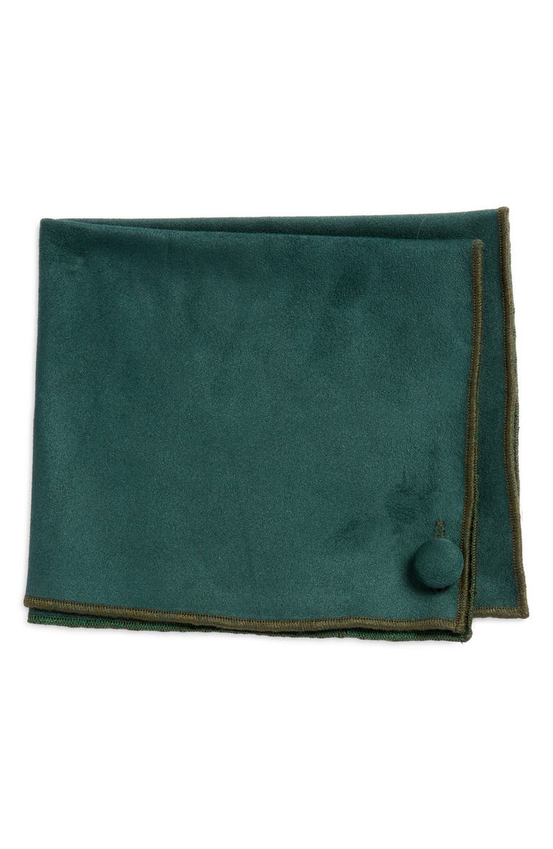 CLIFTON WILSON Green Sueded Cotton Pocket Square, Main, color,